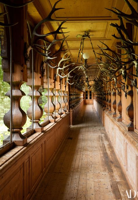 Inside a Rothschild Hunting Lodge in the Austrian Alps Photos | Architectural Digest English Hunting Lodge, Hunting Lodge Interiors, Hunting Room Decor, Lodge Aesthetic, Hunting Lodge Decor, Lodge Look, Austrian Alps, Hunting Room, Trophy Rooms