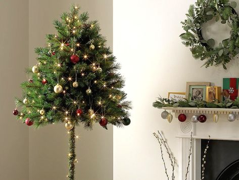 Flat Back Christmas Tree, Best Christmas Tree Stand, Small Xmas Tree, Half Christmas Tree, Half Christmas, Christmas Tree Colour Scheme, Fake Christmas Trees, Faux Christmas Trees, Slim Christmas Tree