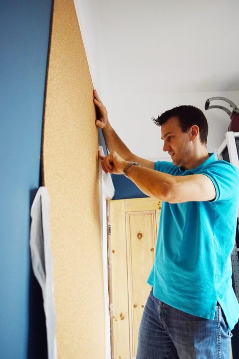 DIY Corkboard Wall                                                       … Small Home Office Organization, Diy Corkboard Wall, Office Organization Diy, Corkboard Wall, Diy Corkboard, Floating Shelf Kitchen, Diy Office Organization, Floating Kitchen, Cork Board Wall