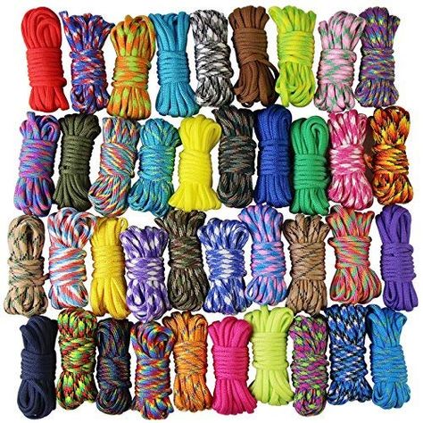 UOOOM 10 pcs Color Paracord Bracelet rope Parachute Cord Outdoor Survival Rope Set DIY Manual Braiding 10 Feet (Colorful x 10 pcs). For product & price info go to:  https://all4hiking.com/products/uooom-10-pcs-color-paracord-bracelet-rope-parachute-cord-outdoor-survival-rope-set-diy-manual-braiding-10-feet-colorful-x-10-pcs/ Paracord Jig, Bracelet Rope, Outdoor Survival Gear, Emergency Survival Kit, Survival Supplies, Paracord Keychain, Parachute Cord, Diy Weaving, Paracord Projects