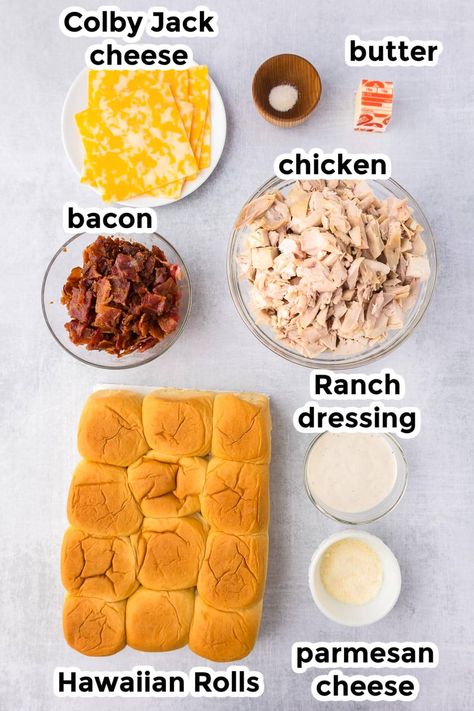 Chicken Bacon Ranch Sliders Chicken Bacon Ranch Sliders, Bacon Ranch Sliders, Ranch Sliders, Sweet Hawaiian Rolls, Chicken Bacon Ranch Sandwich, Sliders Recipes Chicken, Chicken Smothered, Slider Sandwiches, High Protein Meal Prep