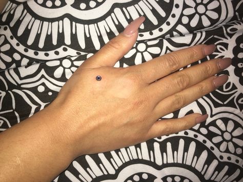 Dermal anchor on hand Hand Ideas, Dermal Anchor, Hand Piercing, Dermal Piercing, Piercings, Anime