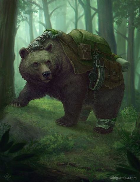 Dnd Druid, Fantasy Beasts, Dungeons And Dragons Characters, Fantasy Creatures Art, Bear Art, High Fantasy, Fantasy Warrior, Animal Companions, Fantasy Rpg