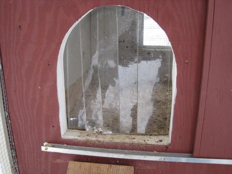 Preventing pop hole from being a draft hole | BackYard Chickens Chicken Coop Door Ideas, Chickens And Goats, Chicken Pop, Chicken Coop Door, Coop Door, Automatic Chicken Coop Door, Chickens In The Winter, Start Of Winter, Dog House Diy