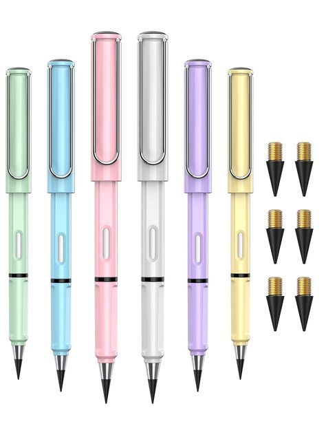 Amazon.com : ALECPEA 6pcs Everlasting Pencil Infinite Pencil, Infinity Pencil with Eraser, Inkless Magic Pencils Eternal with 6pcs Replacement Nibs, Portable Reusable Erasable Writing Pencil : Office Products Macanical Pencils, Infinite Pencil, Forever Pencil, Infinity Pencil, Magic Pencil, Pencil With Eraser, Drafting Pencil, Hb Pencil, Cute Stationary School Supplies