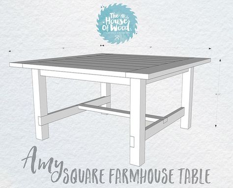 Amy’s Square Farmhouse Table Square Farmhouse Table, Square Patio Table, Square Farmhouse, Dining Table Plans, Trendy Farmhouse Kitchen, Build A Farmhouse Table, Farmhouse Table With Bench, Farmhouse Table Plans, Diy Kitchen Table