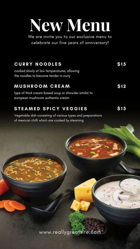 Food Menu Instagram Story Canva Template Menu Story Instagram, Foods Photography, Mexican Chilli, Minimalist Food, Elegant Food, Menu List, Curry Noodles, Korean Cake, Food Instagram