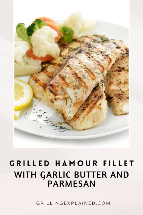 Dinner Ideas; Grilled Fish Recipes; Grilled Hamour fillet with Garlic Butter and Parmesan; Grilled Tilapia Recipes, George Foreman Recipes, Pollock Recipes, Rockfish Recipes, Grilled Tilapia, George Foreman Grill, Tilapia Recipes, Cod Recipes, Sweet Lemon