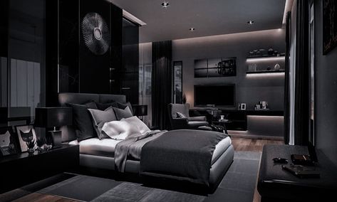 Modern Luxury Bedroom Black, Black Luxury Bedroom, Modern Luxury Bedroom, Luxury Bedroom Design, Bedroom Setup, Luxury Bedroom Master, Bedroom Black, Modern Bedroom Design, Small Room Bedroom