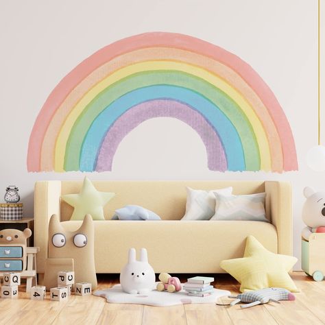 PRICES MAY VARY. [SIZE] - Package Contains: 6 sheets of 43 x 90cm with 15 pieces of stickers. Finishing size: 210 x 110 cm or 82.7 x 43.3 inches. [EXQUISITE DESIGN] - Extra Large Watercolor Rainbow are the perfect DIY solution for all your interior spaces. Enhance your rooms decoration with our Extra Large Watercolor Rainbow! Do not wait another day to make your home feel as bright and wild as you are! [RELIABLE MATERIAL] - Made of quality PVC material, these Extra Large Watercolor Rainbow are w Cloud Room, Watercolor Rainbow Wall, Rainbow Wall Mural, Rooms Decoration, Clouds Nursery, Watercolor Stickers, Watercolor Rainbow, Wall Decor Stickers, Rainbow Kids