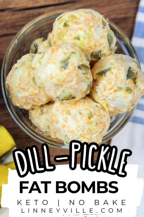 dill pickle fat bomgs in a bowl Fat Bomb Recipe, Carb Snacks, Keto Fat, 140 Pounds, Vegan Keto, Diet Help, Low Carb Snacks, Keto Diet Meal Plan, Pickling Recipes