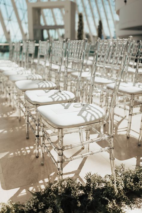 Transparent Chairs Wedding, Clear Acrylic Chairs Wedding, Wedding Reception Chairs Decorations, Acrylic Chairs Wedding Ceremony, Ghost Wedding Chairs, Clear Acrylic Chairs, Reception Chairs Wedding, Clear Chair Wedding Reception, Chavaria Chairs Wedding