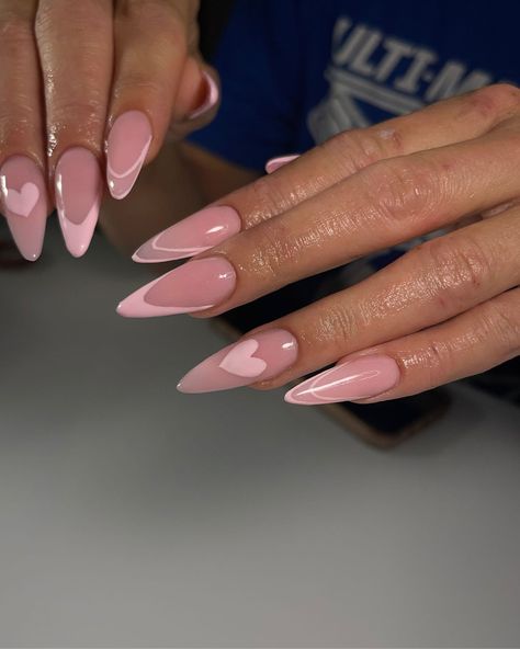 cuteee🎀🫧 #nailedbyjyzelle #nails #longnails #bluefrenchies #cutenails #ramos #nailsofinsta #lasvegas #ducknails #pink #pinkfrenchies #summer #summernails #lasvegas #nailsofinstagram #nailslasvegas Sharp Almond Nails Design, Basic Stiletto Nails, Cute Stilletos Nails, Pink Stilletos Nails, Light Pink Stiletto Nails, Stelito Nails, Pink Stiletto Nails, Stiletto Shaped Nails, Stilleto Nails Designs