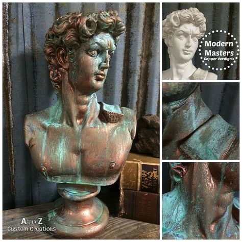 Hometalk :: Transforming a Plaster Bust With Copper Verdigris Copper Verdigris, Patina Paint, Custom Painted Furniture, Faux Painting, Modern Masters, Paint Effects, Copper Patina, Faux Finish, Custom Painted