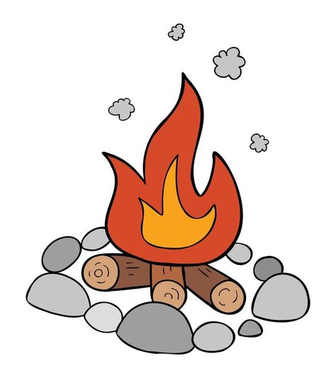 Cartoon Vector Illustration Of Campfire Stones Firewood And Burning Fire Firewood Drawing, Fire Cartoon Wallpaper, Fire Wood, Fire Drawings, Cartoon Fire, Fire Cartoon, Camp Fire Drawing Easy, Camp Fire Sketch, Camp Fire Doodle