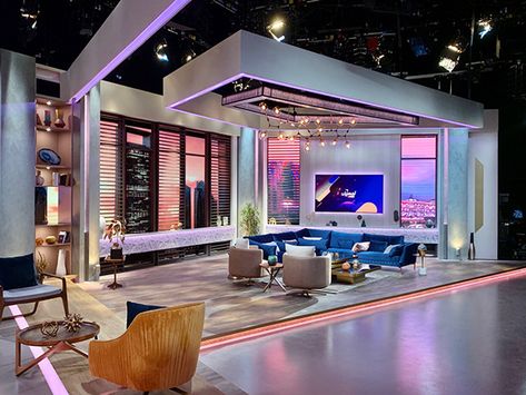 Youtube Studio Interior Design, Tv Show Interior Design, Reality Show Set Design, Reality Show Aesthetic, Talk Show Aesthetic, Talk Show Set Design, Waiting Room Design, Reality Shifting, Tv Set Design