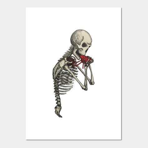 Skeleton Posters, Heart Skeleton, Eat Your Heart Out, Heart Drawing, Food Drawing, Palm Of Your Hand, Halloween Skeletons, Heart Art, Art Reference Photos