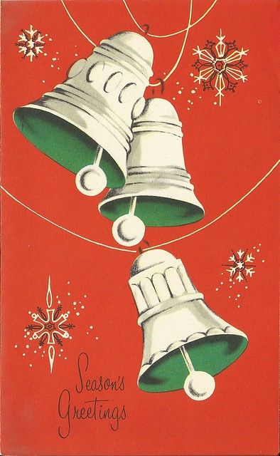 Christmas Card Illustration, Holiday Graphics, Vintage Christmas Greeting Cards, Bells Christmas, Vintage Christmas Card, Vintage Christmas Images, Holiday Images, Merry Christmas Vintage, Retro Holiday