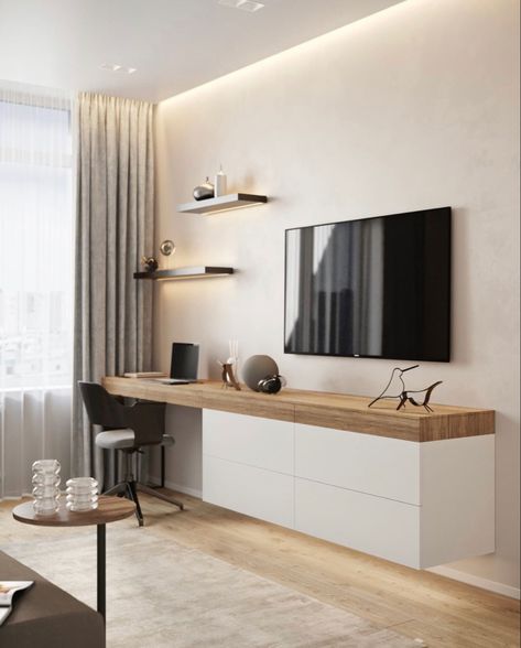 Modern Apartment Interior, Modern Apartment Decor, Tv In Bedroom, Design Bathroom, Home Design Living Room, Interior Modern, Decor Home Living Room, House Interior Decor, Living Room Tv