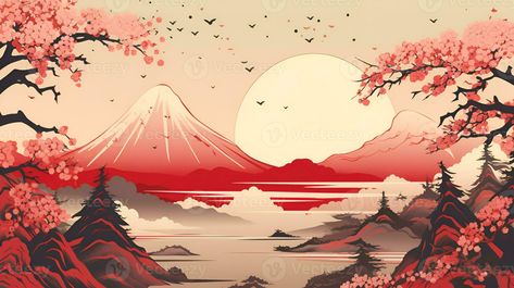 A Japanese art illustration background Japanese Background, Macbook Air Wallpaper, Japanese Illustration, Japan Aesthetic, Illustration Background, Japanese Aesthetic, Backgrounds Desktop, Custom Illustration, Wallpaper Pc