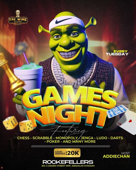 Games night Flyer Wine Bistro, Games Night, Design Posters, Game Night, Graphic Design Posters, No. 2, Poker, Poster Design, Graphic Design