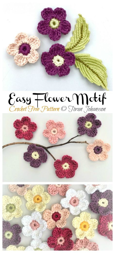 Easy Flower Motif Crochet Free Pattern - 3D Flower Free #Crochet; Patterns Free Flower Patterns Crochet, Crochet Patterns Flowers Easy, Chunky Crochet Flower Pattern Free, Crochet Free Flower Patterns, Crochet Flower Motif Pattern, Crochet Flower Motif Free Pattern, Free Crochet Flower Applique Pattern, Flower Applique Patterns Crochet, Crochet Small Flower Applique Free Pattern