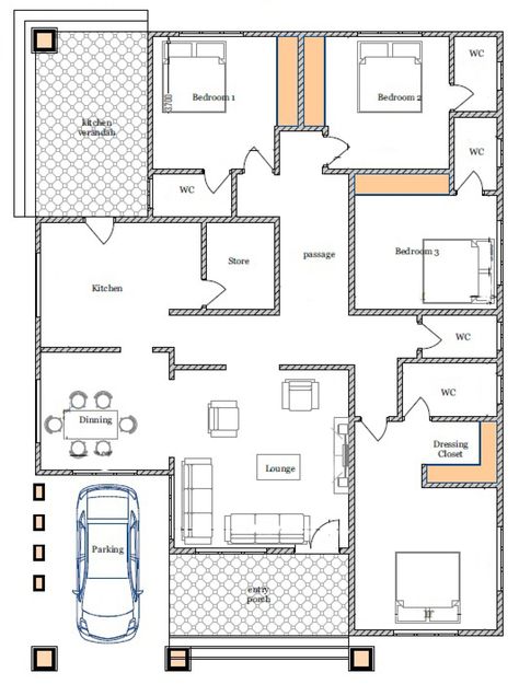 Bungalow House Floor Plans, Modern Bungalow House Plans, 4 Bedroom House Designs, House Plans South Africa, House Plans For Sale, 2bhk House Plan, Three Bedroom House Plan, Bungalow Floor Plans, Bungalow Style House Plans