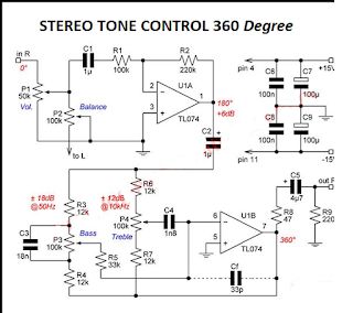 Baxandall Tone Control stereo tl 074 Electrical Wiring Colours, Ads Video, Hifi Amplifier, Valve Amplifier, Diy Amplifier, Electronic Circuit Design, Power Supply Circuit, Electrical Circuit Diagram, Car Audio Amplifier