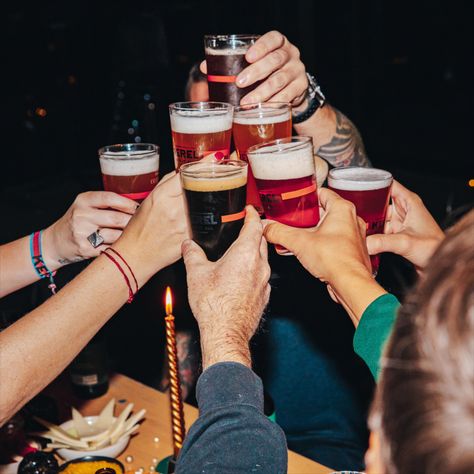 Cheers! Shots Cheers Aesthetic, People Cheers Drinks, Winter Beer Photography, Bar With Friends Aesthetic, Beer Photoshoot Ideas, Bartending Photography, Sports Bar Aesthetic, Beer Cheers Aesthetic, Brewery Aesthetic