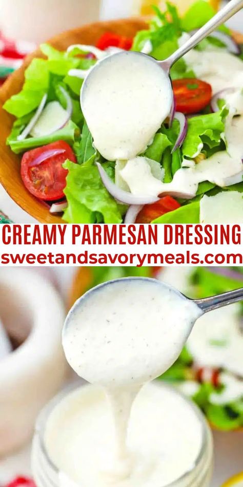 Creamy Parmesan Dressing Recipe, Parmesan Dressing Recipe, Creamy Parmesan Dressing, Easy Salad Dressing Recipes, Parmesan Salad, Easy Salad Dressing, Savory Meals, Budget Recipes, Best Soup Recipes