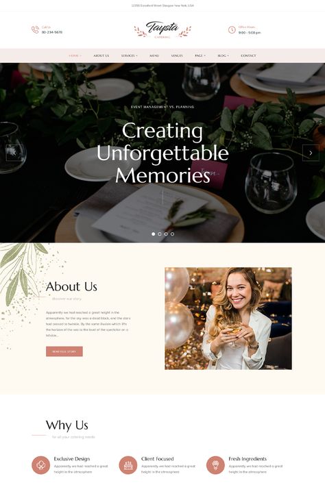 Taysta is ideal for creating a wide range of different websites related to event planning, wedding planning, event agency, engagement, party services, birthday, anniversary, conferences, ceremony with WordPress. Event Planner Website Design, Event Website Design, Event Planner Website, Website Branding Design, Event Planers, Planner Website, Event Planning Website, Wedding Planner Website, Website Design Wordpress