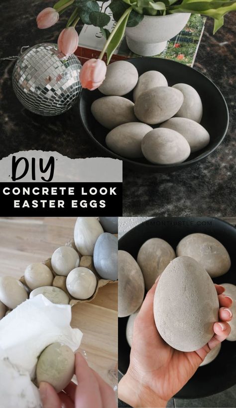 Concrete Eggs Diy, Modern Easter Decor Ideas, Diy Easter Eggs Decorations, Modern Easter Decorations, Minimalist Easter Decor, Boho Easter Decor, Modern Spring Decor, Easter Diy Decorations, Easter House Decorations