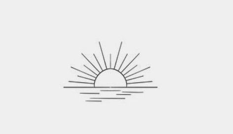 Boho Sunset Tattoo, Sunrise Simple Drawing, Sunrise Over Ocean Tattoo, Small Sunrise Tattoo Simple, Minimalist Sunrise Tattoo Simple, Ocean Sunset Tattoo Simple, Sunset Line Tattoo, Line Sunset Tattoo, Sun Water Tattoo