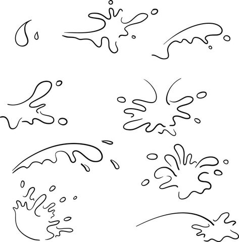 collection of splash water with drops, a splash of falling water hand drawn doodle cartoon style Water Doodle Art, Water Splash Drawing, Water Doodles, Splash Drawing, Hop Tattoo, Hip Hop Tattoo, Water Doodle, Falling Water, Drip Drop