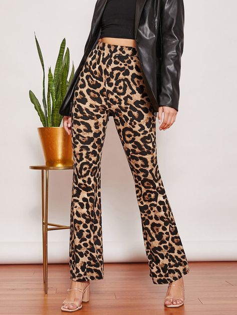 Tiger Print Pants, Printed Pants Outfits, Bodysuit Blouse, Athleisure Women, Flare Leg Pants, Print Pants, Velvet Pants, Women Pants, Crop Top Blouse