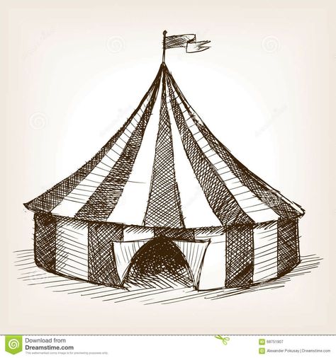 Theme Drawing Ideas, Circus Tent Drawing, Vintage Circus Tent, Circus Tent Illustration, Tent Drawing, Vehicle Sketch, Ride Drawing, Theme Drawing, Circus Tattoo