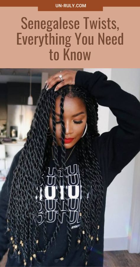 Single Twists Braids, Senegalese Twist Ponytail, Senegalese Twist Natural Hair, Hairstyles With Twists Braids, Senaglese Twist Curly Ends, Long Senegalese Twist With Curly Ends, Chunky Senegalese Twists, Hairstyle For Cruise Black Women, Segaleses Twist