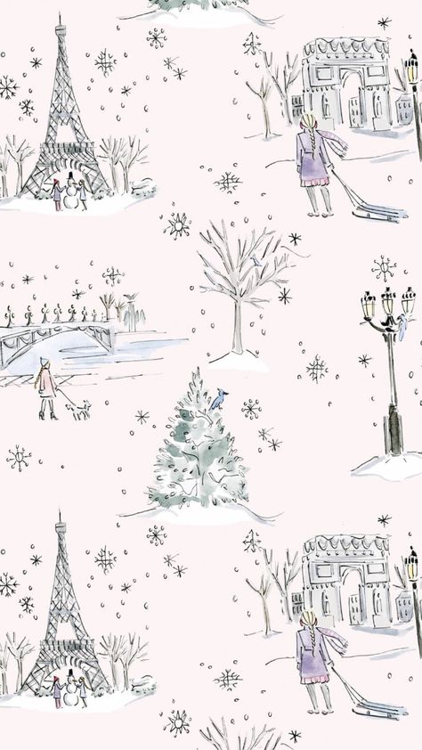 Love my cute new Paris themed winter wallpaper for my phone ☃️🌸 Winter Lock Screen, Decorating Gingerbread Houses, Christmas Moodboard, Collage Kit Aesthetic, Layout Phone, Festive Illustration, Holiday Pack, Winter Wallpapers, Aesthetic Holiday