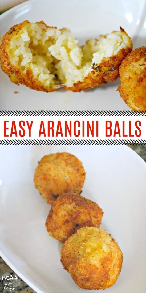 Rice balls make a great side dish or appetizer. They are filled w/ rice & cheese and fried until crisp. They're ready in less than 30 minutes Arancini Recipe Easy, Easy Rice Balls, Arancini Balls, Arancini Recipe, Easy Rice, Anne Rice, Rice Balls, Sticky Rice, Balls Recipe