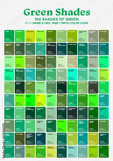 Green Color Names Shades, Green Tone Palette, Green Shades Name, Green Pantone Shades, Green Colour Names, Different Types Of Green Colors, Different Green Colors Shades, Green Pantone Colors, Type Of Green Color