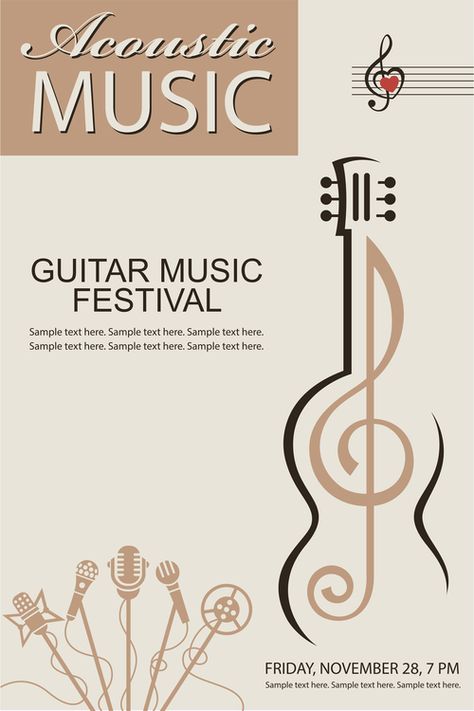 Music And The Brain, World Music Day, Concert Poster Design, Guitar Posters, Music Concert Posters, Music Poster Ideas, Guitar Acoustic, Concert Flyer, Music Festival Poster