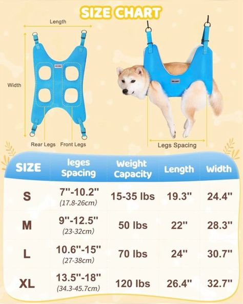 MULANNIC Pet Dog Grooming Hammock Harness, 𝟒-𝐋𝐚𝐲𝐞𝐫 𝐑𝐞𝐢𝐧𝐟𝐨𝐫𝐜𝐞 for Large Dogs, Dog Sling for Grooming, Dog Hammock Restraint Bag with Nail Clippers, Nail File, Pet Comb,Ear/Eye Care (L) Diy Dog Sling For Nail Trimming, Dog Grooming Hammock, Pet Sling, Dog Hammock, Pet Grooming Supplies, Dog Sling, Dogs Training, Patchwork Quilt Patterns, Dog Nails