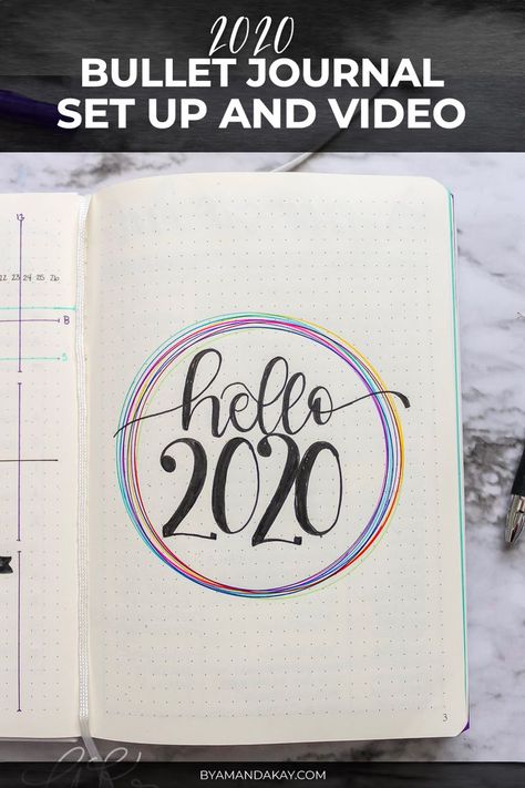 I love seeing what spreads other people put in their 2020 bullet journals. Love this flip through video and bullet journal walk through #byamandakay #bulletjournal #bujo #yearataglance #handlettering Bujo Flip Through, Bullet Journal Index, Bullet Journal Flip Through, Bullet Journal Set Up, Bullet Journal Hacks, Ipad Lettering, Hand Lettering Tutorial, Goal Planning, Bullet Journal Stickers