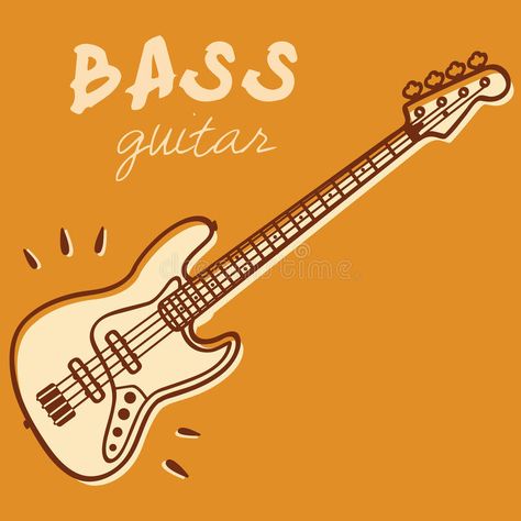 Bass Instrument Drawing, Bass Guitar Illustration, Goal Collage, Bass Illustration, Bass Drawing, Bass Guitar Art, File Illustration, Guitar Illustration, Guitar Vector