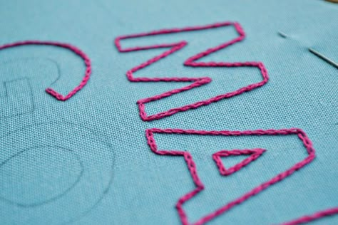 How to embroider letters by hand with style Embroider Block Letters, Hand Embroider Initials, Embroider Letters Alphabet, Thick Embroidery Letters, Embroidery Block Letters, Block Letter Embroidery, Embroidered Block Letters, How To Sew Letters On Fabric, Hand Embroidered Clothes Diy