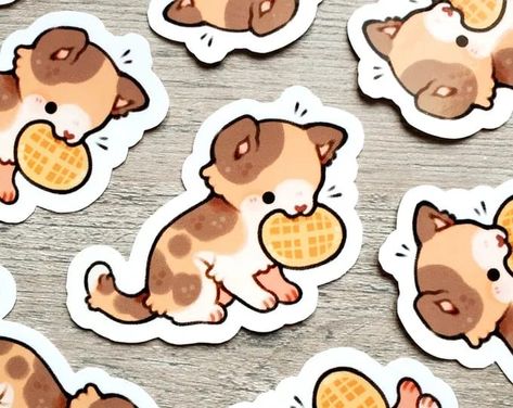 Waffle Cat Sticker / Cat Sticker / Kitten Sticker / Animal Sticker Kitten Stickers, Book Things, Sticker Ideas, Cute Doodles Drawings, Cute Doodle Art, Springfield Mo, Sticker Cute, Sticker Laptop, Cute Little Drawings