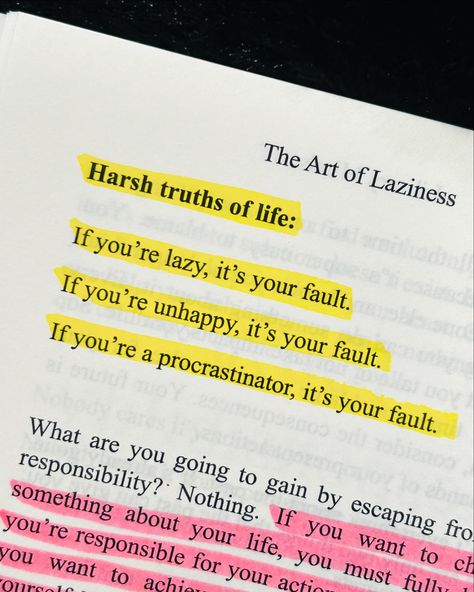 📍Harsh Lessons that can completely transform your mindset and your life. 📌Book- The Art of Laziness by @librarymindset Share with your friends!! Follow @booklyreads for more book insights and self improvement lessons. [lessons, the art of laziness, books, mindset, Books insights, booklyreads, book recommendations, life lessons, transform your life, life changing, harsh truths, harsh lessons, self improvement, motivation, Inspiring lessons] #lifelessons #quotes #theartoflaziness #dailym... Books About Mindset, Harsh Truth Quotes Life, The Art Of Laziness Book Quotes, The Art Of Laziness, Mindset Book Quotes, The Art Of Laziness Book, Harsh Truth Quotes, Harsh Motivation, Lifelessons Quotes