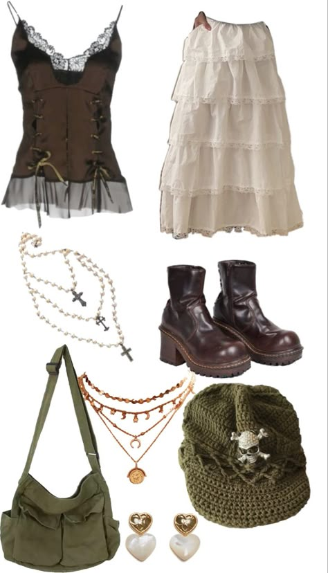 Cottage Core Aesthetic Outfit Summer, Pirate Core Outfits Casual, Earthy Fairy Outfits, Summer Outfit Mood Board, Mid Size Boho, Pop Punk Aesthetic Outfit, Fairycore Grunge Outfits, Hobo Outfit, Grunge Fairy Outfit