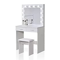 Led Lights Mirror, Makeup Table With Mirror, Make Up Tafel, Grey Dressing Table, Dressing Table Lights, White Dressing Table, Lights Mirror, Vanity Makeup Table, White Dressing Tables