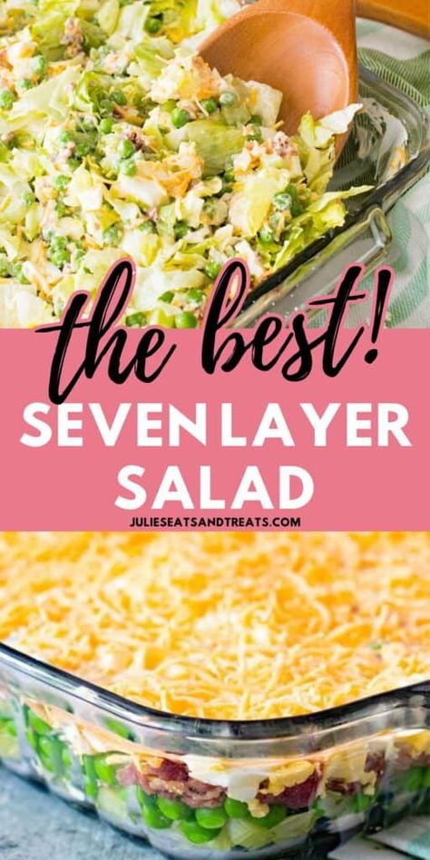 Essen, Layered Salad With Peas, 7 Layer Salad, Lettuce Salad Recipes, Layer Salad, Pea Salad Recipes, Seven Layer Salad, Layered Salad Recipes, Make Ahead Salads